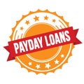 PAYDAY LOANS text on red orange ribbon stamp