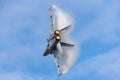 Swiss Air Force McDonnell Douglas F/A-18C Hornet multirole fighter aircraft ejecting flares Royalty Free Stock Photo