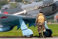 Yakovlev Yak-3M World War II fighter aircraft D-FYGJ with a pilot dressed in period uniform