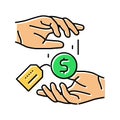 paying borrowed funds creditor color icon vector illustration