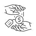paying borrowed funds creditor line icon vector illustration