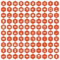 100 paying money icons hexagon orange