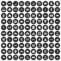 100 paying money icons set black circle