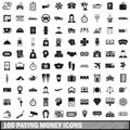 100 paying money icons set, simple style Royalty Free Stock Photo