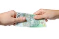 Paying with polish currency - pln Royalty Free Stock Photo