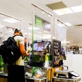 Paying For Shopping At A Self Service Till In John Lewis Waitrose Supermarket