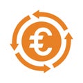 Payment, arrow, euro turnover icon. Orange color vector graphics