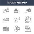 9 payment and bank icons pack. trendy payment and bank icons on white background. thin outline line icons such as mini printer,