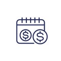 payment calendar or payday line icon