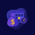 Payment calendar, payday vector flat icon