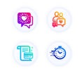 Payment card, Friends chat and Dating chat icons set. Timer sign. Vector