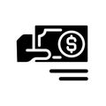 Payment in cash black glyph icon