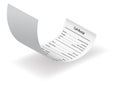 Payment check and receipts with shadow. Curved financial paper, purchase invoice. Buying, bill or calculate pay. Receipt Royalty Free Stock Photo