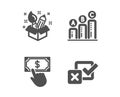 Payment click, Graph chart and Creativity icons. Checkbox sign. Financial transfer, Growth report, Design idea. Vector
