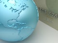 Payment concept. Credit card with a world map