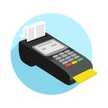 Payment by credit card using POS terminal Icon. Vector Illustration