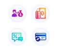 Payment, Discounts and Sallary icons set. Change card sign. Cash money, Best offer, Person earnings. Vector