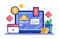 Payment error notification displayed on laptop screen with alerts and visual elements in a digital workspace Royalty Free Stock Photo