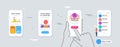 Payment, Eye detect and Clock minimal line icons. For web application, printing. Vector