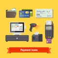 Payment flat icon set. All for business payments