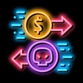 Payment of Hacker Services neon glow icon illustration