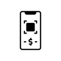 Black solid icon for Payment, scan and paying Royalty Free Stock Photo
