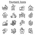 Payment icon set in thin line style Royalty Free Stock Photo