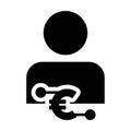 Payment icon vector digital euro currency with male user person profile avatar for digital wallet in a glyph pictogram Royalty Free Stock Photo