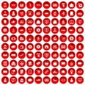 100 payment icons set red Royalty Free Stock Photo