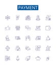 Payment line icons signs set. Design collection of Payment, Remittance, Disbursement, Expense, Cost, Invoice, Money