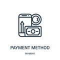 payment method icon vector from payment collection. Thin line payment method outline icon vector illustration Royalty Free Stock Photo
