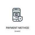 payment method icon vector from payment collection. Thin line payment method outline icon vector illustration Royalty Free Stock Photo