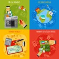 Payment methods 4 flat icons square Royalty Free Stock Photo