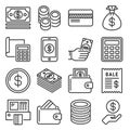 Payment Money and finance Icons Set. Line Style Vector
