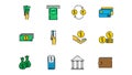 Payment and money icons .Cash, Wallet and Coins.