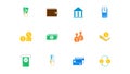 Payment and money icons .Cash, Wallet and Coins.