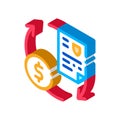 Payment by money for security services isometric icon vector illustration