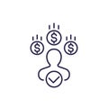payment, money transfer line icon on white
