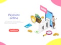 Payment online flat isometric vector concept.