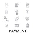 Payment, pay, money, credit card, online bill, salary, shop, invoice line icons. Editable strokes. Flat design vector