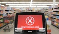 Payment processing error displaying on terminal in supermarket Royalty Free Stock Photo