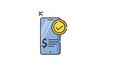 payment purchase transfer success icon animation isolated, smart phone screen flat line icon