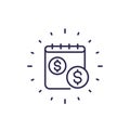 payment schedule line icon on white, vector Royalty Free Stock Photo