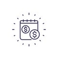 payment schedule line icon on white, vector