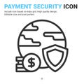 Payment security icon vector with outline style isolated on white background. Vector illustration protected sign symbol icon Royalty Free Stock Photo