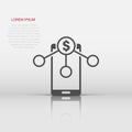 Payment services icon in flat style. Money send vector illustration on white isolated background. Smartphone transaction business Royalty Free Stock Photo