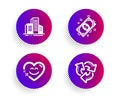 Payment, Smile chat and Buildings icons set. Recycle sign. Finance, Heart face, City architecture. Vector