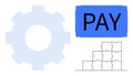 Payment Solutions Concept with Gear Symbol, Pay Text, and Puzzle Icon Royalty Free Stock Photo