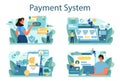 Payment system concept set. Website payment system by credit card. Royalty Free Stock Photo