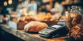 Payment Terminal At Bakery Counter Royalty Free Stock Photo